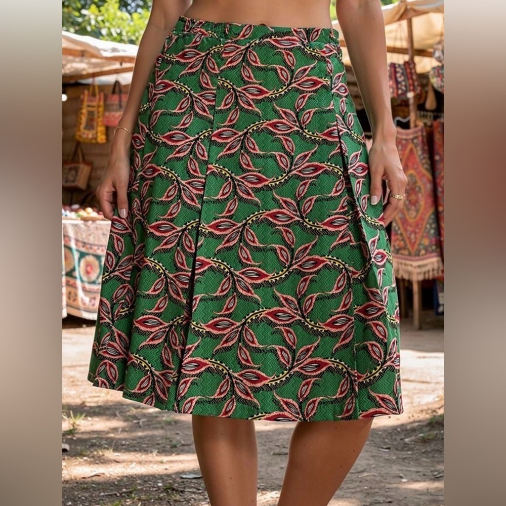 Green Pleione Skirt pleated front size small petite